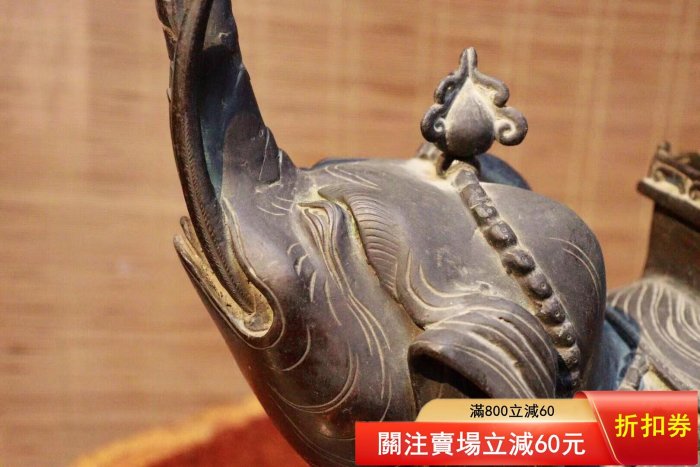 銅製 装飾象塔大香炉 重4.4kg 香道具 重圧 骨董 置物 飾物 伝統工芸
