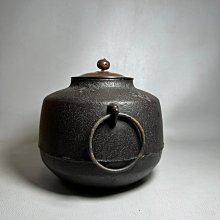 古玩輕鬆拍】老日本人間國寶名釜師高橋敬典作銅蓋阿彌陀釜茶釜/鐵釜附