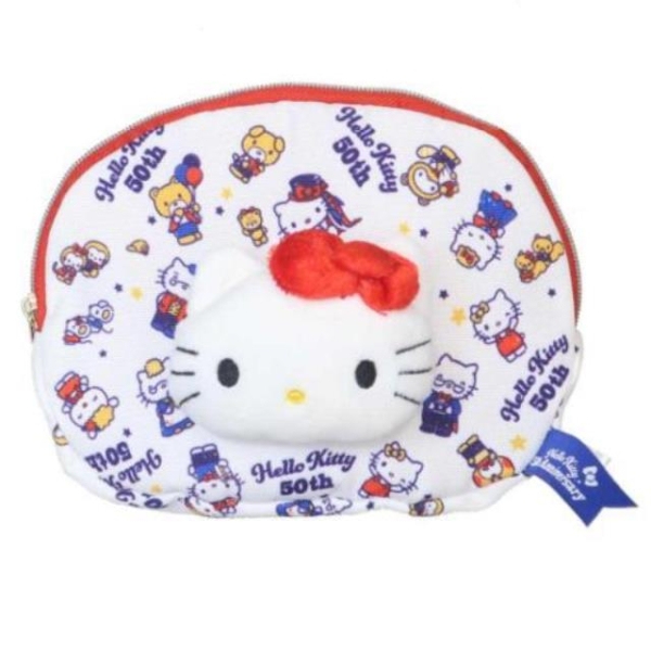 【震撼精品百貨】凱蒂貓 Hello Kitty~日本SANRIO三麗鷗 KITTY50週年紀念立體大臉半圓收納包*19752
