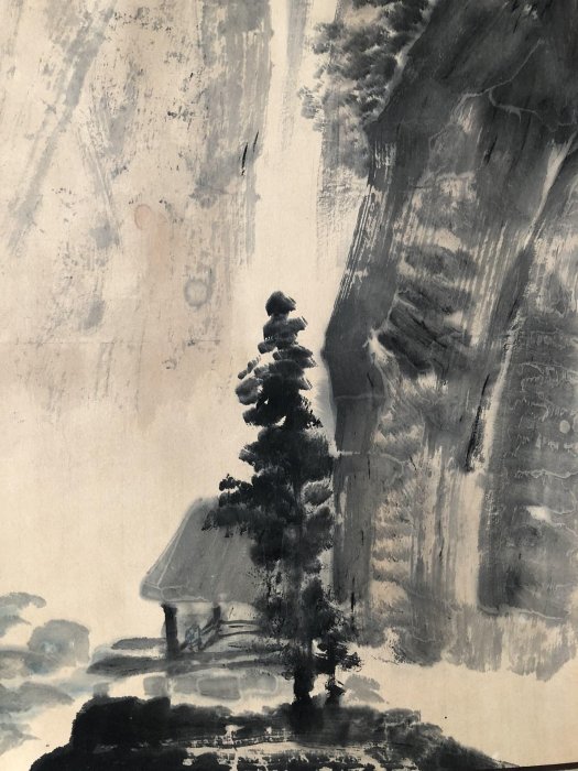 三尺雜134【傅抱石】山水，三尺手繪作品帶雜志書，裝裱好尺寸67*190cm