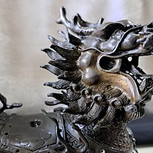 二手鋪NO.8555 早期古董銅雕神獸火麒麟一對招財賜福辟邪化煞銅器擺件