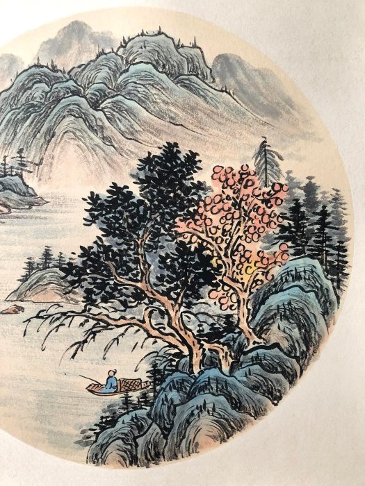 14【魏紫熙】山水，斗方畫芯純手繪作品尺寸約：50*50厘米未裝裱舊藏