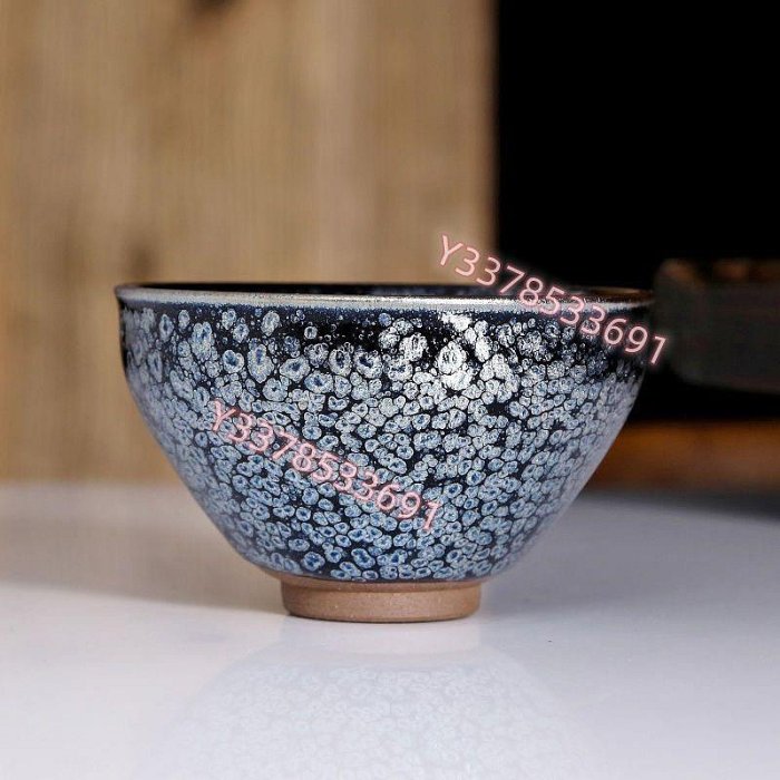 天眼油滴建窯建盞高級天目水母油滴斑紋黑底銀斑茶盞高端主人杯器型可選
