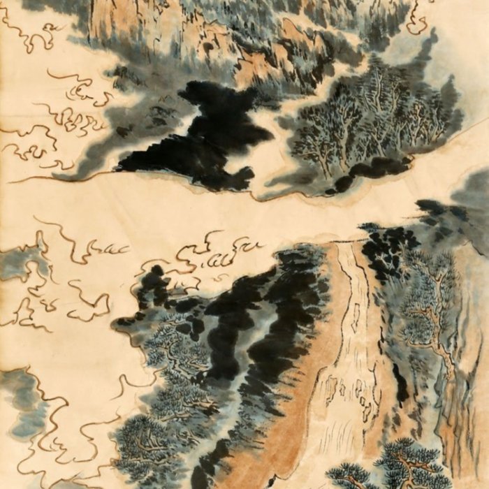 陸儼少 山水圖 手繪陸儼少國畫山水精品| Yahoo拍賣