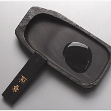 禾洛書屋】J.166 名家讓藏老硯《日本雨畑硯(金松繪)》小楷寫經硯/日本
