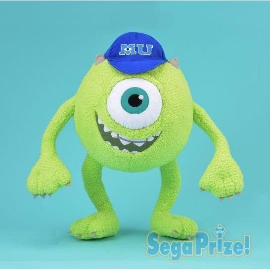 愛買物正版大眼仔絨毛玩偶抱枕生日禮物交換禮物怪獸電力公司戴帽子大眼怪抱枕SEGA景品