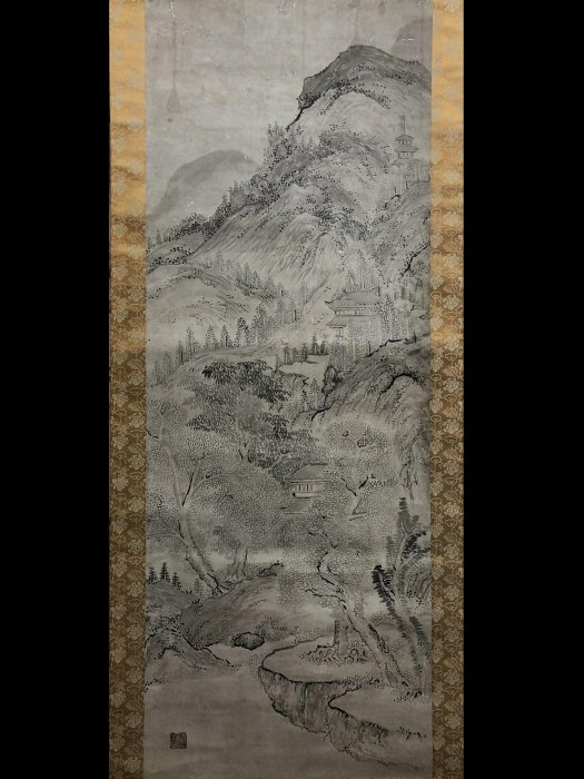 日本回流日本著名畫家池大雅（池無名）《 水墨山水》 紙本立軸大尺幅類