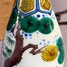 九谷焼　松本佐吉　色絵　松竹梅　花瓶 日本瓷器正品九谷燒松本佐吉作手繪松下壽老人圖德利花瓶花器| Yahoo拍賣