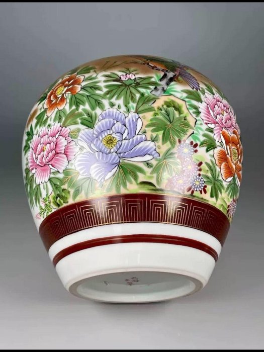 日本中古老物件“九谷文翠”金彩大花瓶.飽滿圓潤大花瓶全手繪金彩富麗