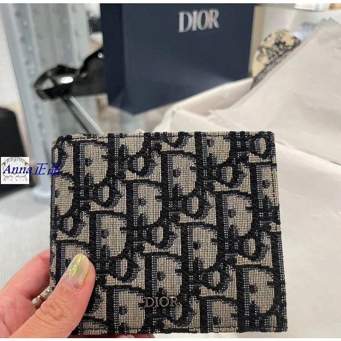 Anna二手Dior 迪奧 Homme提花斜 對著錢包 8卡短夾2OBBH027YSE H05E 男款錢包 送禮