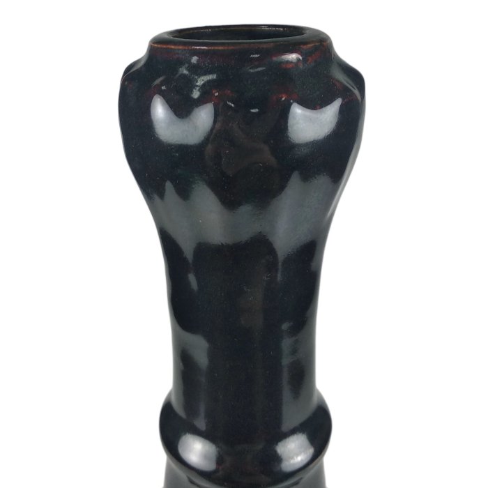 博古珍藏》宋．吉州窯黑釉剔花蒜頭瓶．早期收藏．老件文物．花瓶瓷器