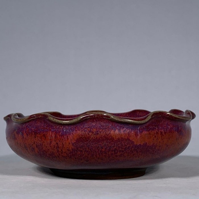 宋鈞窯玫瑰紫釉花口洗，高5直徑15cm，1001584 瓷器官窯汝窯【古雲