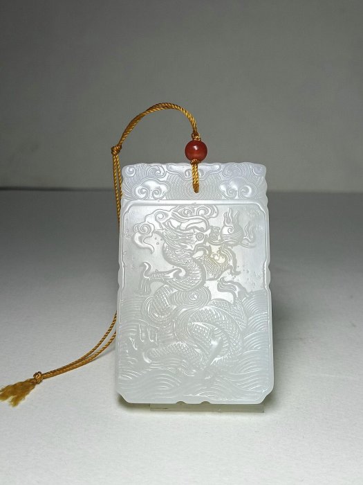 AQ861 老白玉龍鈎手柄鏡子・白玉龍鈎嵌銀手鏡☆中国古玩装身具 ◇ 老