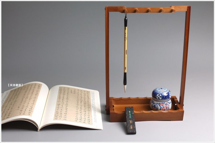 禾洛書屋】門字盛盤毛筆架〈仿古楠竹〉(10桿)竹藝精制/文房毛筆掛/毛筆