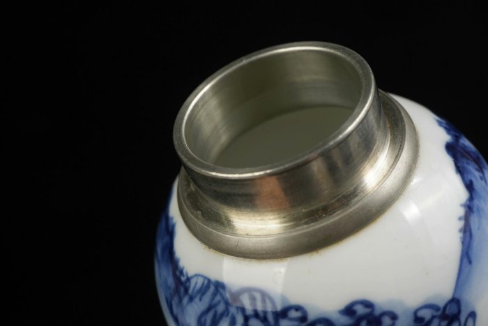 清課堂平安七甫作染付錫口茶心壺在銘原箱日本名家手作茶具茶道美學8.2