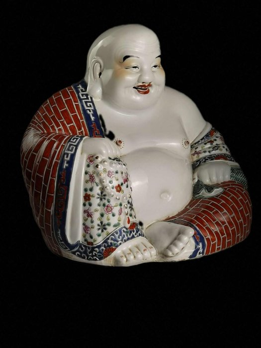 精品民國粉彩江西朱茂記造彌勒佛造像尺寸大，非常大氣磅礴！比例協調