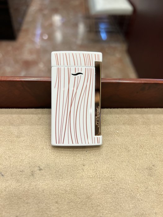 s.t.dupont 都彭 slim-7 白底粉線 防風打火機