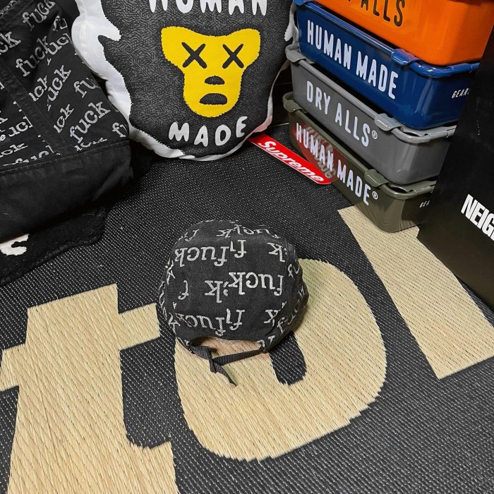 希望商店】Supreme Fuck Denim Camp Cap 13SS FUCK 丹寧滿版五分割帽