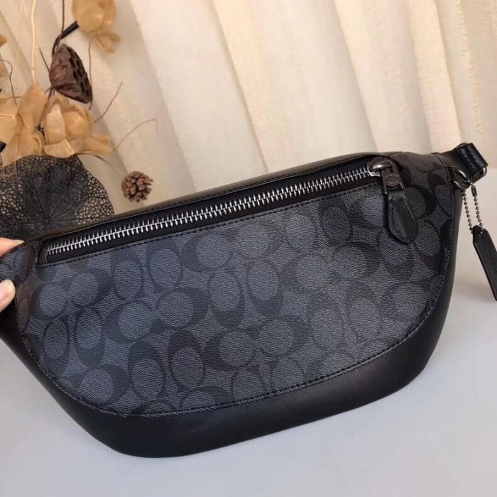 小皮美國正品代購COACH 78777新款男士腰包全素色PVC配牛皮經典C字底紋