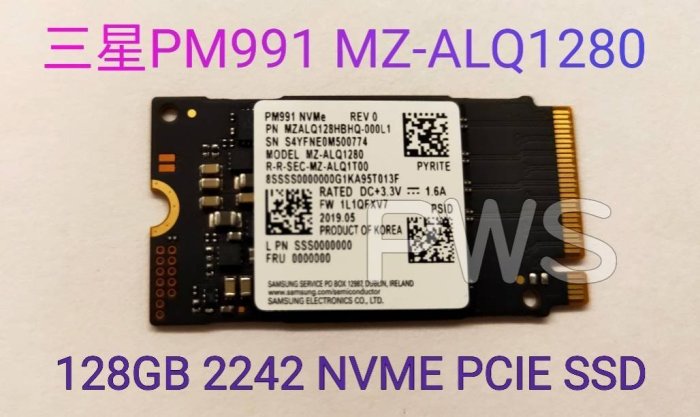 ☆SAMSUNG PM991 MZ-ALQ1280 128G 128GB 2242 NVME PCIE SSD 固態硬碟