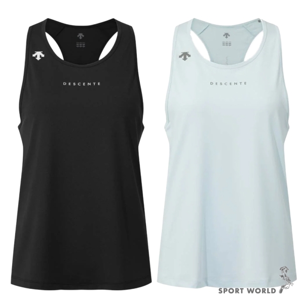 Descente 迪桑特 無袖背心 女裝 寬鬆 反光 黑/淺藍【運動世界】SR122RST31-BLK0/SR122RST31-SKY0