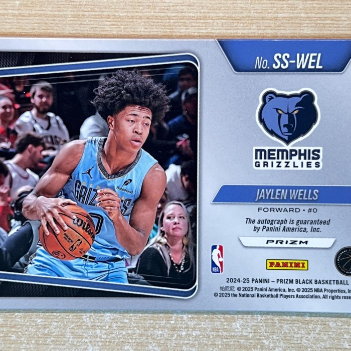Jaylen Wells 銀亮SILVER 簽名AUTO PRIZM BLACK 2024-25 新人RC 602 