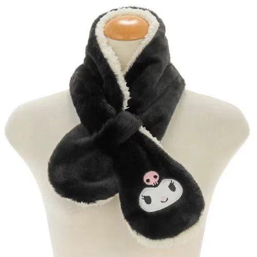 ＊日式雜貨館＊ 日本正版 三麗鷗 保暖圍巾 圍巾 兒童圍巾 三麗鷗圍巾 絨毛圍巾 庫洛米 大耳狗 怕洽狗 凱蒂貓 交叉圍巾 現貨