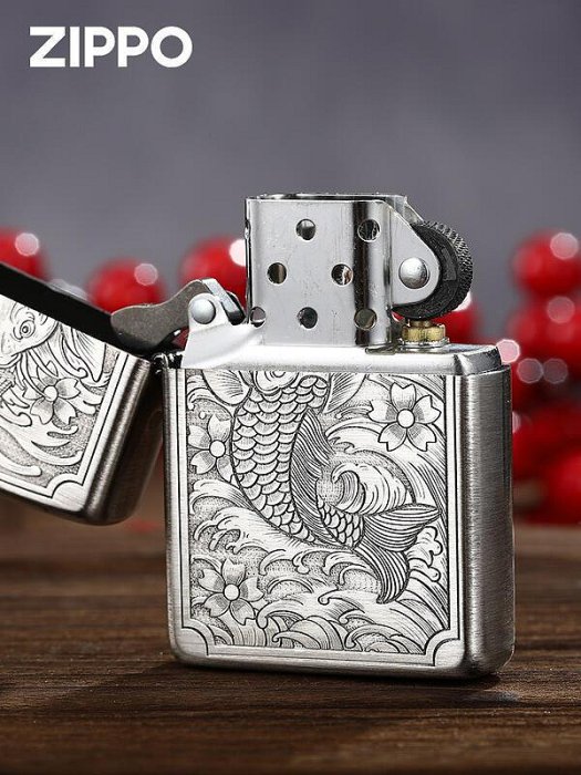 極致優品美國原裝正品旗艦打火機zippo正版錦鯉招財魚躍龍門煤油個性