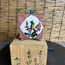 九谷紀代作花鳥紋四方香爐日式陶瓷九谷燒香道推薦收藏精緻九谷燒花鳥紋