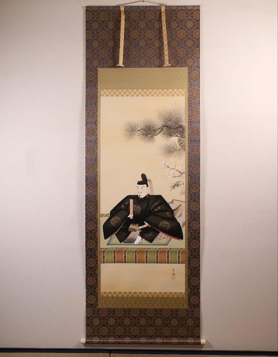 菅原道真掛軸日本畫掛軸井上富鳳絹本天神樣| Yahoo拍賣