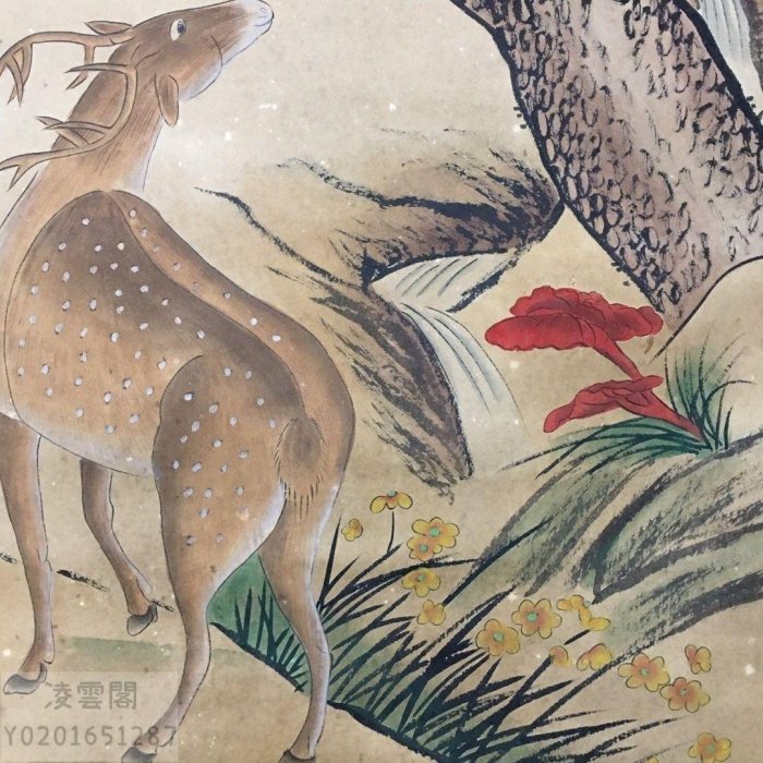 中国字画・沈銓・三尺中堂画・花鳥画・繪画・絹本』置物・古賞