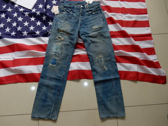 全新LEVIS 501 55501-0045 日本製W32 L34 經典501牛仔褲刷色破壞