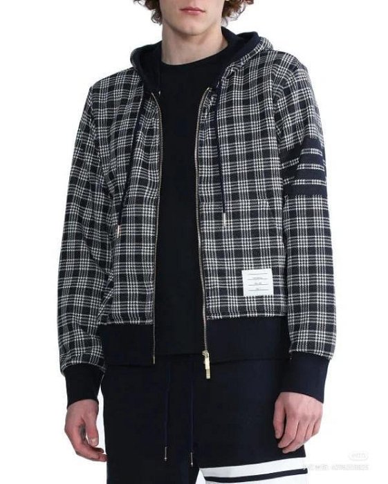 ⭐︎新品未使用⭐︎THOM BROWNE EZ兔購】正品Thom Browne TB 4槓格紋連帽外套日本製現貨XL