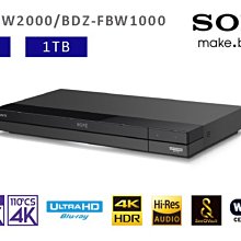 ☆星樂園☆ SONY BDZ-FBW1000 2K/4K BS 選台器內建1TB HDD及Ultra HD
