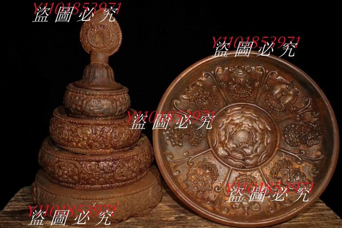 西藏古寺地宮土老水晶雕刻吉祥八寶裝舍利曼扎盤內帶大量活佛圓寂留下