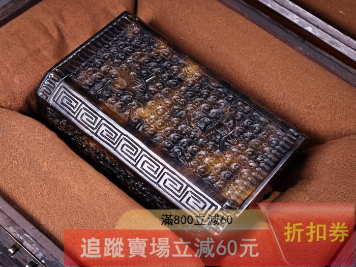 珍品舊藏收鏤空浮雕刻玳瑁筆筒工藝精湛器型精美配木頭盒筆筒重277 古玩