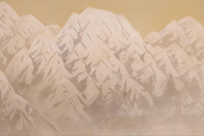 風景掛軸日本畫絹本雪山未裝裱| Yahoo拍賣