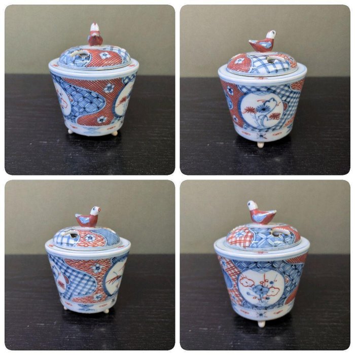 大日窯香爐焦破作古伊萬里手赤繪四君子紋8.5x10cm | Yahoo拍賣