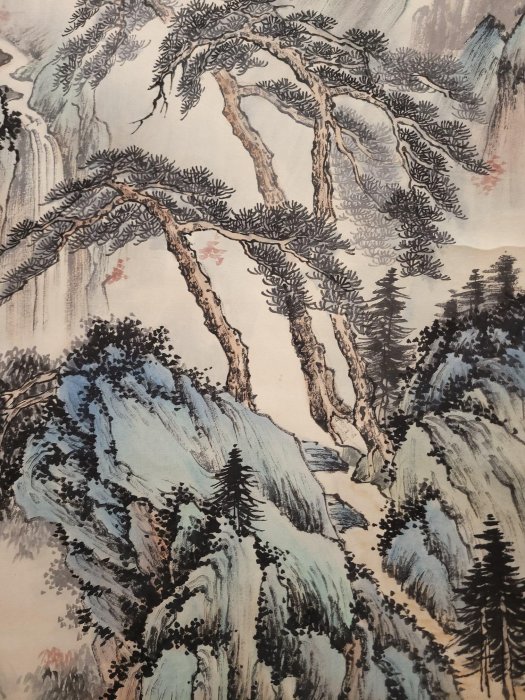 啟功。山水卷軸 A 啟功紙本山水立軸畫心尺寸48.5x97厘米| Yahoo拍賣