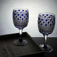江戶切子，名家瀧澤利夫作品星，絕美水晶杯杯身上半八角籠目切下半部分