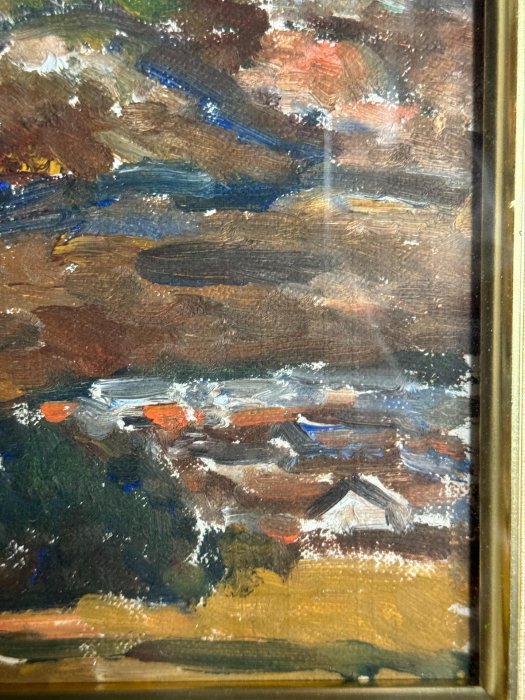 日本藝術家小西安夫1971年油畫作品色調沉穩高級強山景也十分意境古玩