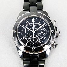 【一元起標】CHANEL香奈兒(41mm) J12-H0940黑陶瓷-自動上鍊機械計時腕錶