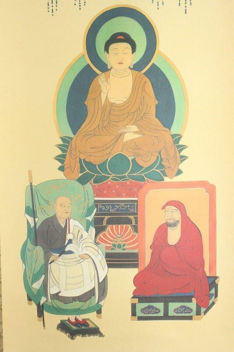 No5518 掛軸　釈迦三尊佛　紙本　紙箱　仏教美術　仏画　古美術　送料無料 No5518掛軸釋迦三尊佛紙本紙箱佛教美術佛畫古美術免| Yahoo拍賣