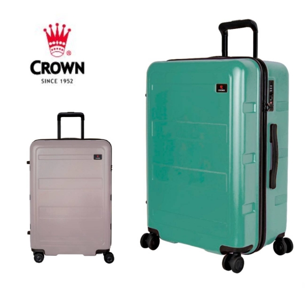 CROWN 26吋 2/8分防盜拉鍊 輕量PC箱 旅行箱/行李箱-3色 CF1783
