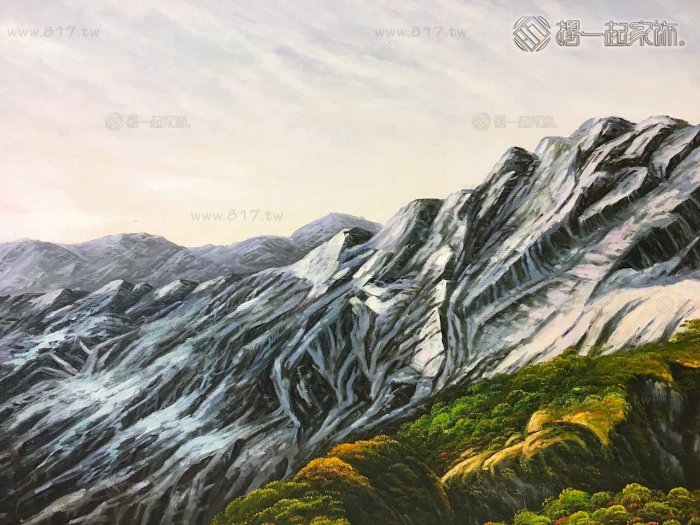 山水畫-靠山貴人山水油畫5473 玉山之春-春暖花開迎好運欣欣向榮