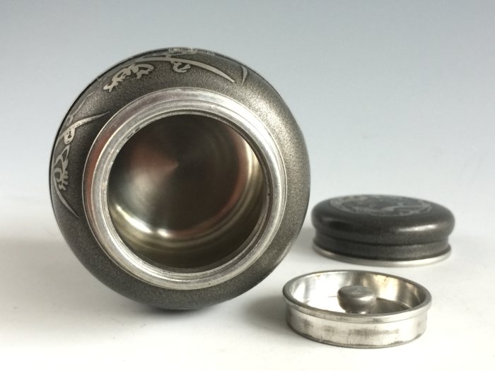 錫材　煎茶道具 煎茶道具 純錫 静寿居蔵苑造 茶壷 茶心壷 218g