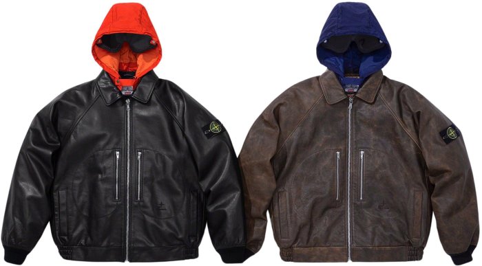 紐約范特西】預購SUPREME FW23 STONE ISLAND LEATHER BOMBER 皮外套