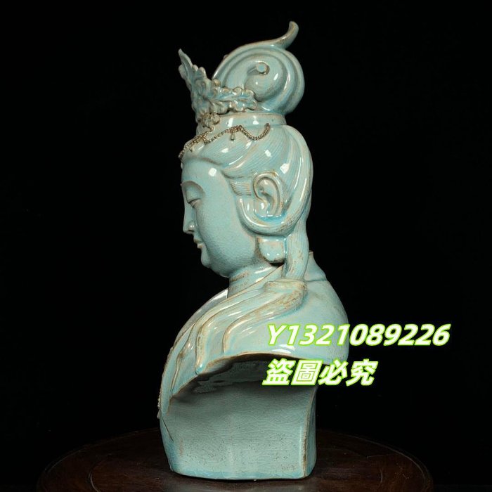 宋時代 汝窯 古陶瓷器 宋汝窯觀音像，高42直徑32cm，1300458 汝瓷官窯建窯【古玩閣