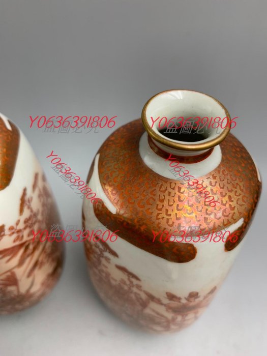 日本拍回明治時期九谷鏑木九谷燒鏑木制赤繪描金滿工菊草回流舊藏古董