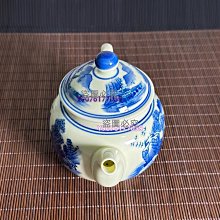 景德鎮陶瓷手繪黃稀土山水茶壺青花瓷泡茶壺可收藏可家用容量28 老物件